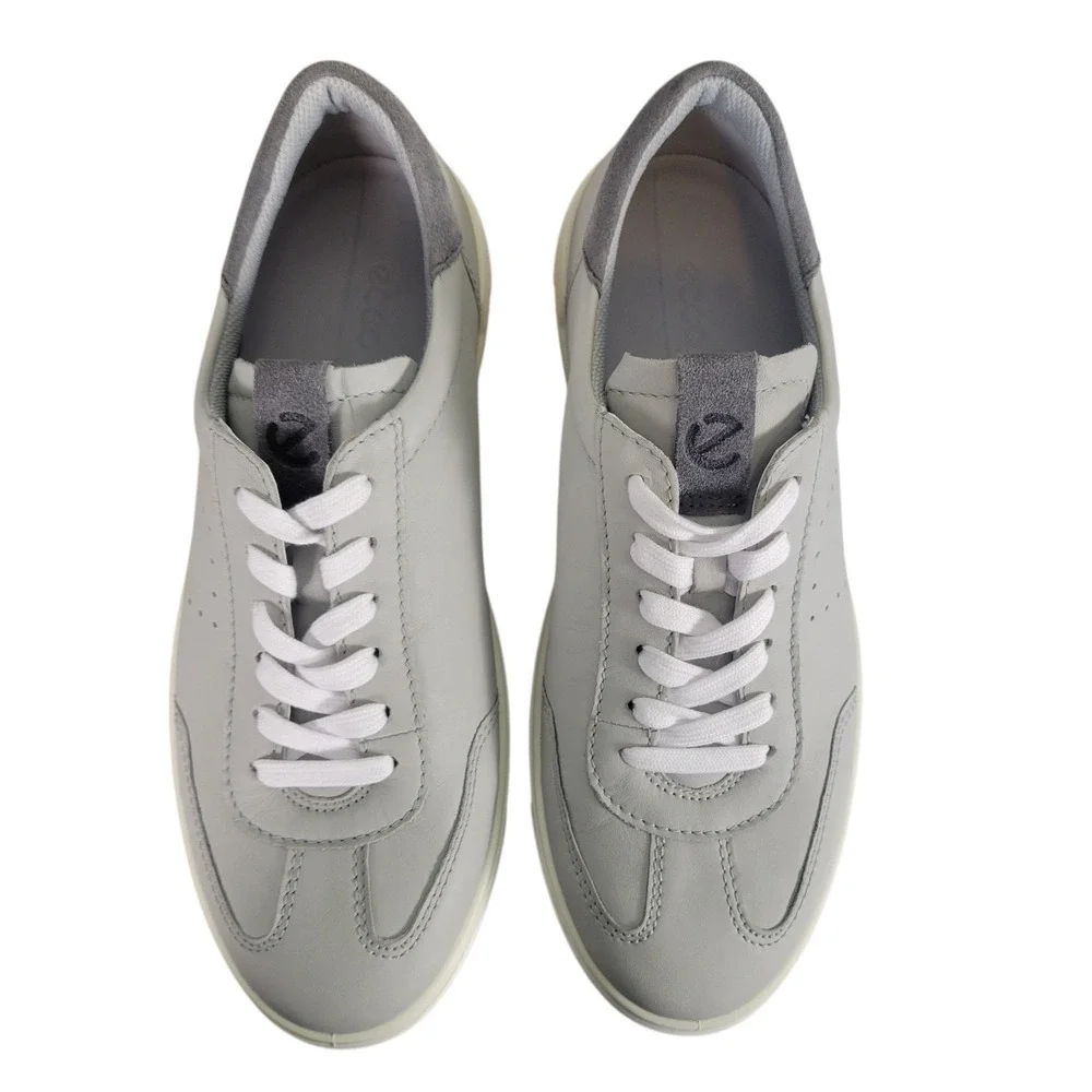 ECCO Mens Traytech Low Top Sneakers Grey Leather Lace Up Casual Sz 7.5 US G567